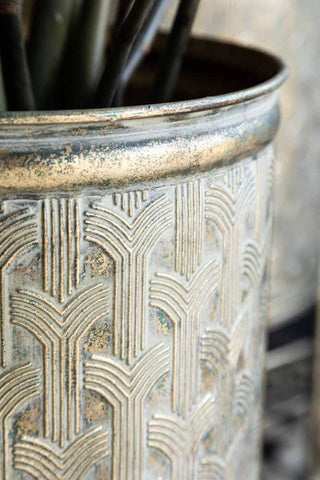 Detail image of the Set Of 2 Antique Gold Patterned Planters