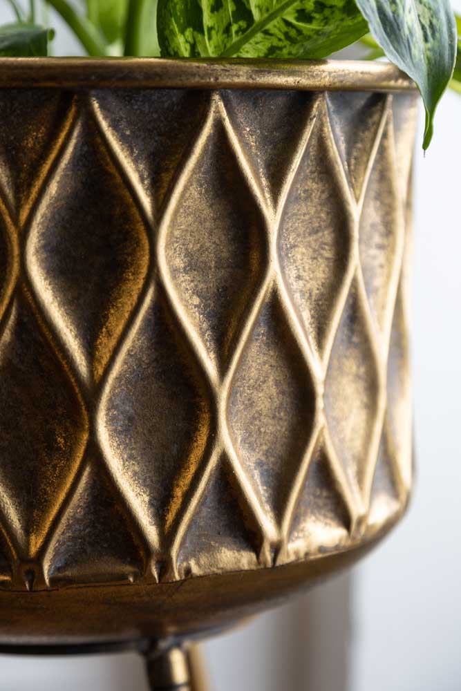 brass plant pot nz Set Of 2 Antique Brass Planters On Stand