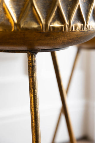 Image of the stand for the Set Of 2 Antique Brass Planters On Stand