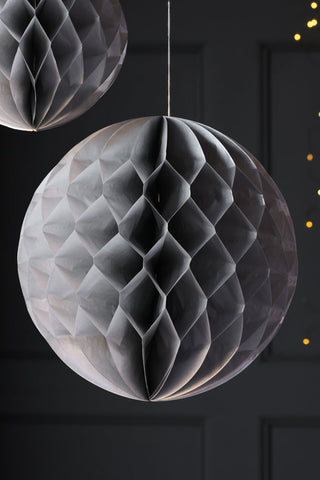 Detail image of the Set Of 2 Silver Honeycomb Ball Decorations