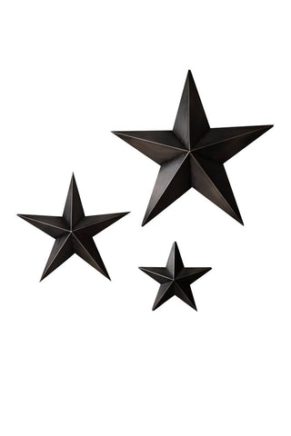 Image of the Set Of 3 Black Metal Stars on a white background