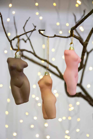 Image of the Set Of 3 Nude Woman Sculpture Christmas Tree Decorations