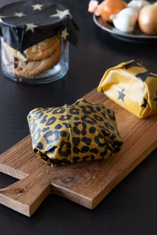 Image of the leopard print wrap from the Set Of 3 Rockett St George Beeswax Food Wraps