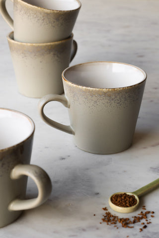 Lifestyle image of the Set Of 4 70s Ceramic Bark Cappuccino Mugs