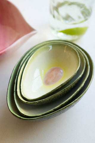 Detail image of the Set Of 4 Avocado Nesting Bowls