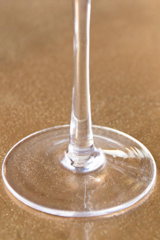 Image of the stem on the Set Of 4 Ribbed Champagne Coupe Glasses With Gold Rim