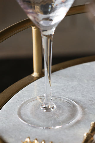 Image of the stem on the Set Of 4 Ribbed Martini Glasses With Gold Rim