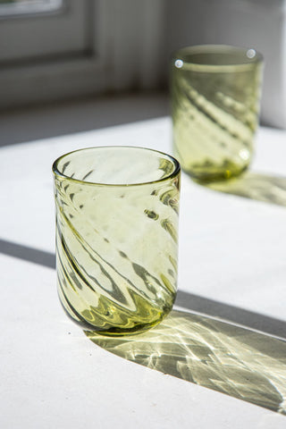 Green Twist Water Glass