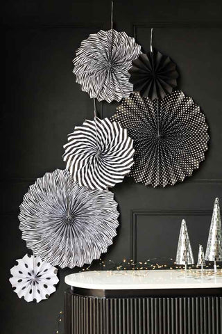 Lifestyle image of the Set Of 6 Monochrome Paper Fans