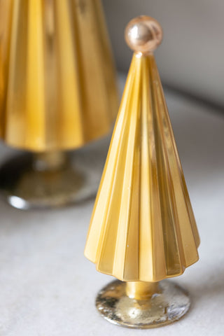 Image of the small tree for the Luxury Set Of 3 Golden Yellow Pleated Christmas Trees