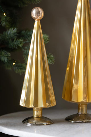Image of the medium tree for the Luxury Set Of 3 Golden Yellow Pleated Christmas Trees