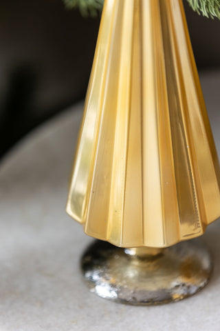 Image of the base of the Luxury Set Of 3 Golden Yellow Pleated Christmas Trees