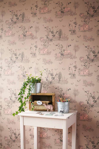 Lifestyle image of the Sian Zeng Ltd Classic Woodlands Pink & Brown Wallpaper