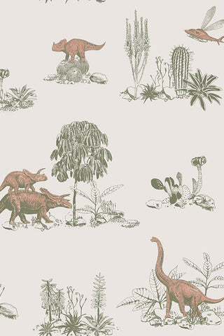Image of the Sian Zeng Ltd Dino Pink & Green Wallpaper