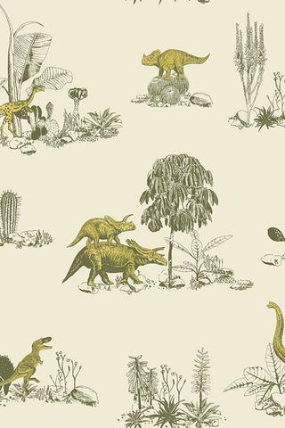 Detail image of the Sian Zeng Ltd Dino Yellow & Green Wallpaper