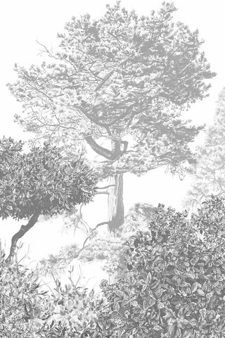 Close-up image of the Sian Zeng Ltd Grey Trees Wallpaper Panel