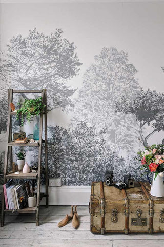 Lifestyle image of the Sian Zeng Ltd Grey Trees Wallpaper Panel