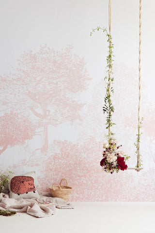 Lifestyle image of the Sian Zeng Ltd Pink Trees Wallpaper Panel