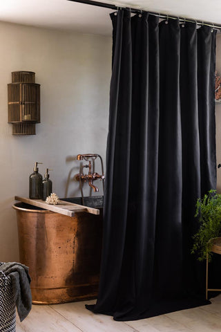 Lifestyle image of the Silky Black Shower Curtain