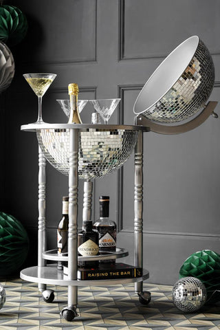 Image of the Silver Disco Ball Drinks Trolley Cart