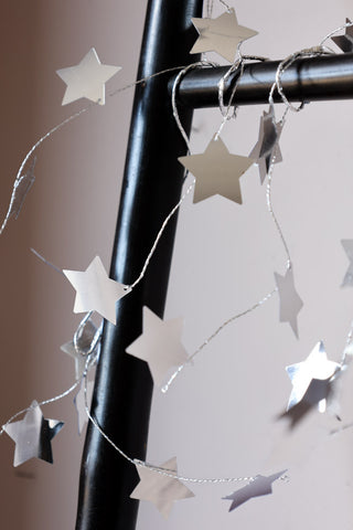 Detail image of the Silver Foil Star Christmas Garland