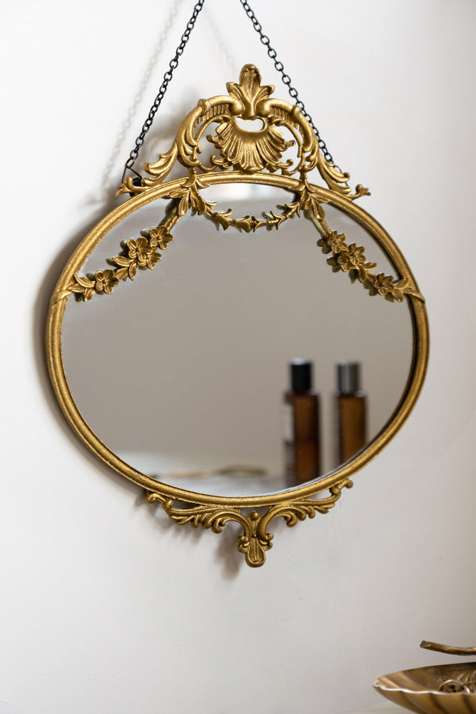 Small Pretty Gold Hanging Mirror Rockett St