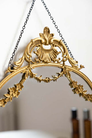 Image of the Small Pretty Gold Hanging Mirror