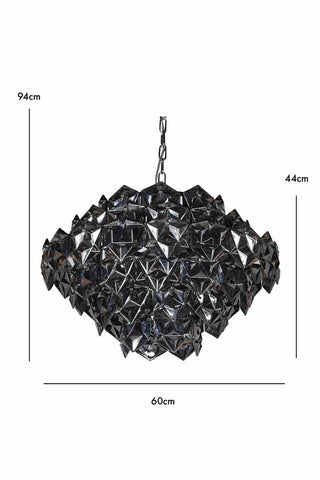 Dimension image of the Smoked Showstopping Multi-Layer Glass Chandelier