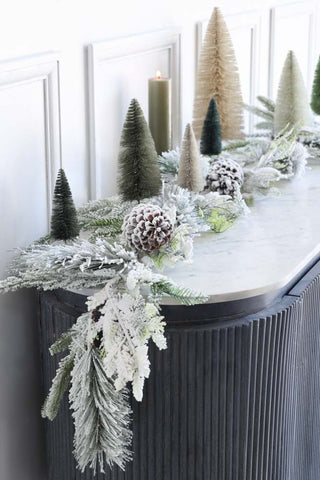 Image of the Snowy Pixed Pine Garland Decoration