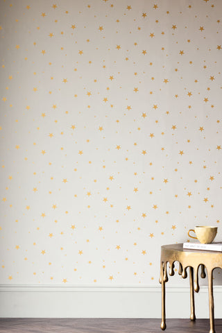 Lifestyle image of the Rockett St George Starry Skies Parchment Wallpaper
