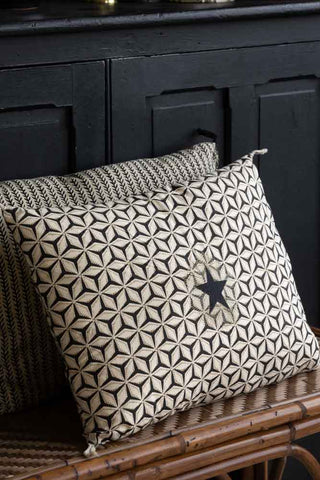 Close-up image of the Monochrome Star Cotton Cushion