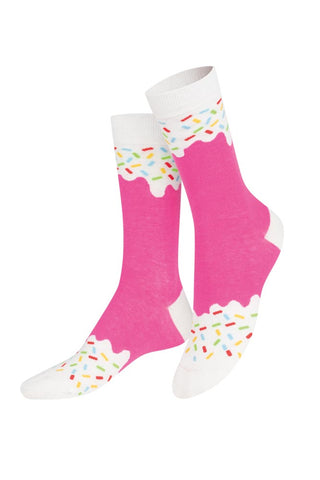Image of the Strawberry Frozen Lolly Socks on a white background
