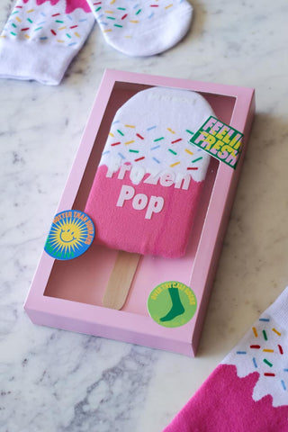 Lifestyle image of the Strawberry Frozen Lolly Socks