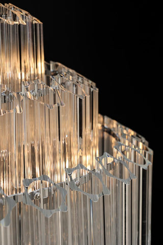Close-up image of the detail on the Stunning Art Deco Crystal Chandelier whilst lit