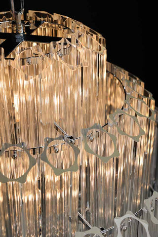 Image of the top of the Stunning Art Deco Crystal Chandelier whilst lit