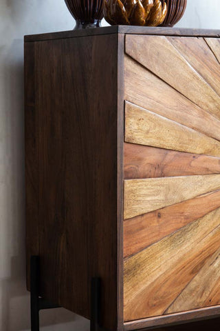 Close-up image of the side of the Sunburst Sideboard Cupboard