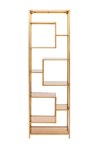 Image of the Tall Gold & Glass Art Deco Shelving Unit on a white background