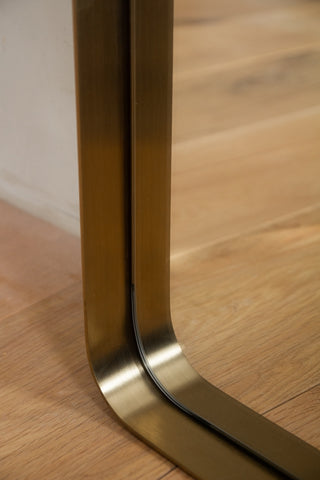 Image of the bottom corner of the Tall Slim Full-Length Mirror With Rounded Gold Surround