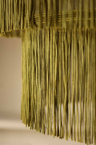 Image of the tassels for the Three-Tier Fringe Chandelier - Avocado Green