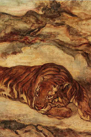 detail Image of the Framed Tiger Tiger Art Print faded warm painting of tiger