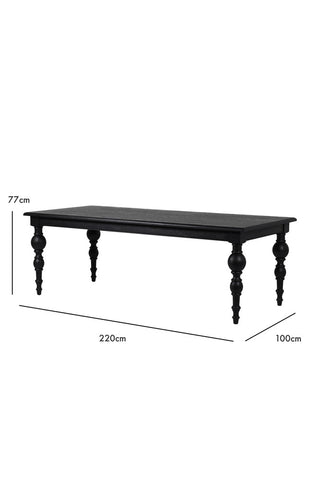 Dimension image of the Traditional Black Oak Dining Table