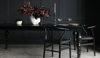 Landscape image of the Traditional Black Oak Dining Table