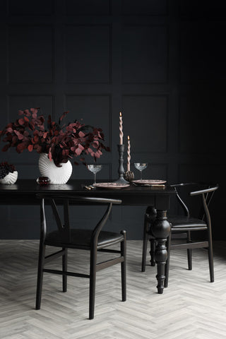 Lifestyle image of the Traditional Black Oak Dining Table