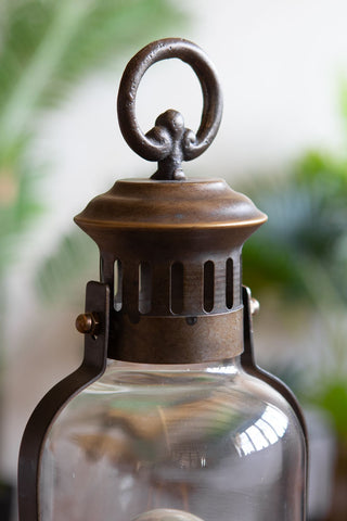 Close-up image of the top of the Traditional Lantern Battery Operated Table Lamp