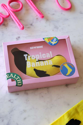 Image of the packaging for the Tropical Banana Socks