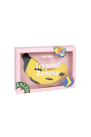 Image of the Tropical Banana Socks packaging on a white background