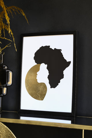 image of the Unframed Hand Finished With Gold Leaf African Sun Art Print in a frame