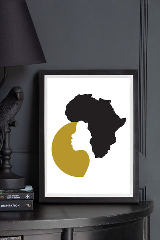 image of the Unframed Hand Finished With Gold Leaf African Sun Art Print in a frame