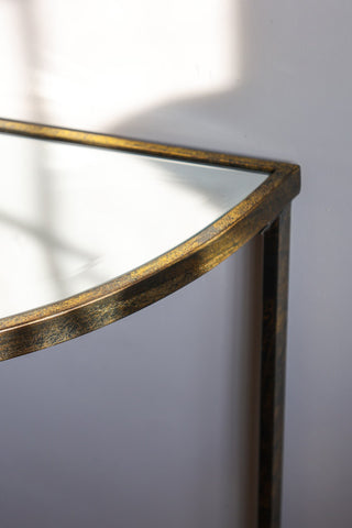 Detail image of the mirror on the Venetian Mirrored Console Table