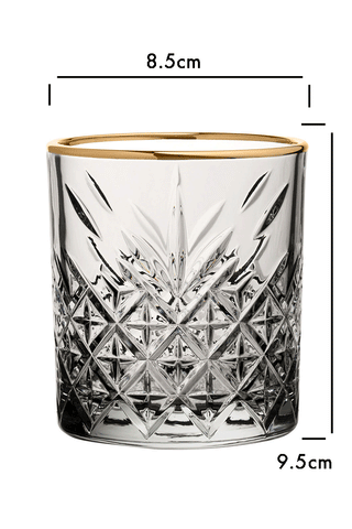 Dimension image of the Vintage Cut Glass Tumbler With Gold Rim 